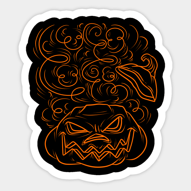 Halloween - Angry Orange Line Pumpkin Sticker by saradaboru